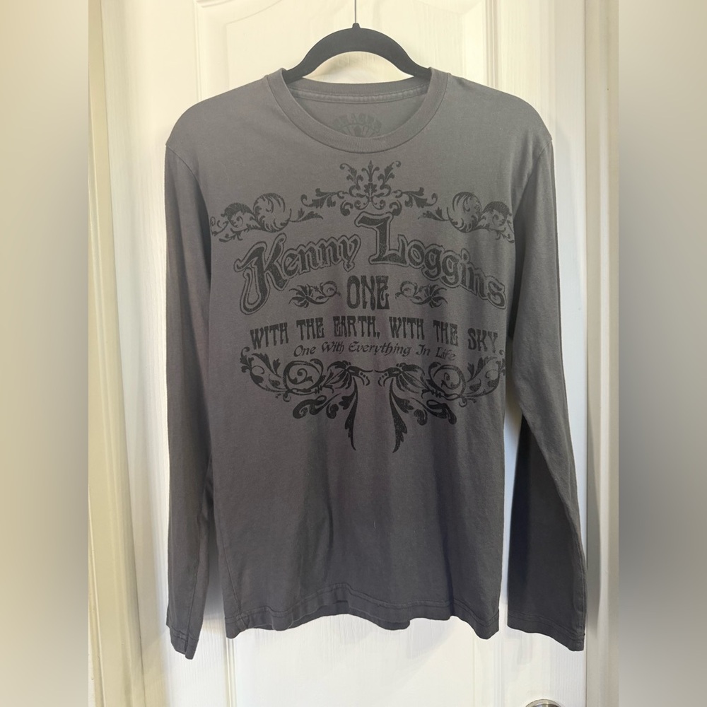 Chaser Kenny Loggins T Shirt Gray/Black Long Sleeve Size S